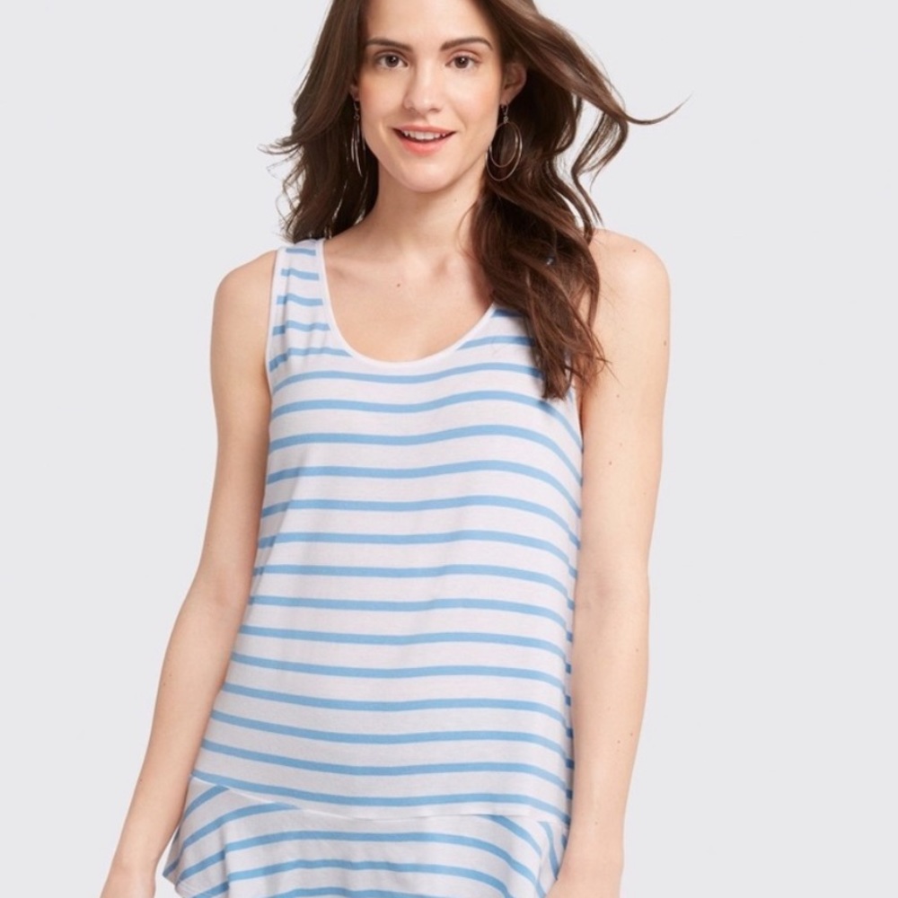 Draper James blue and white striped tank top